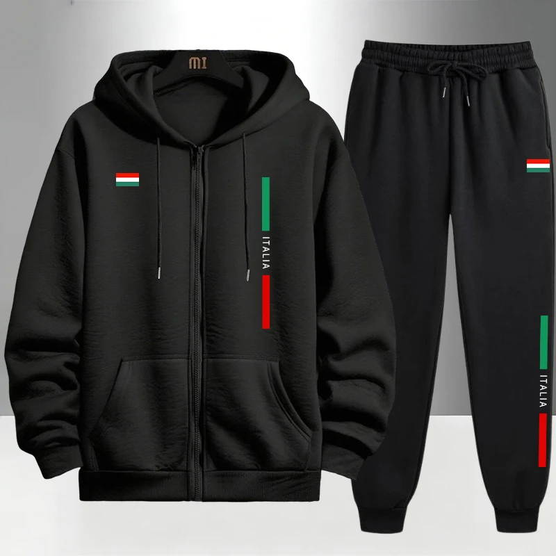 Men'S Fashion Zipper Hoodie - 이탈리아 패션 남성 세트 지퍼 아우터웨어