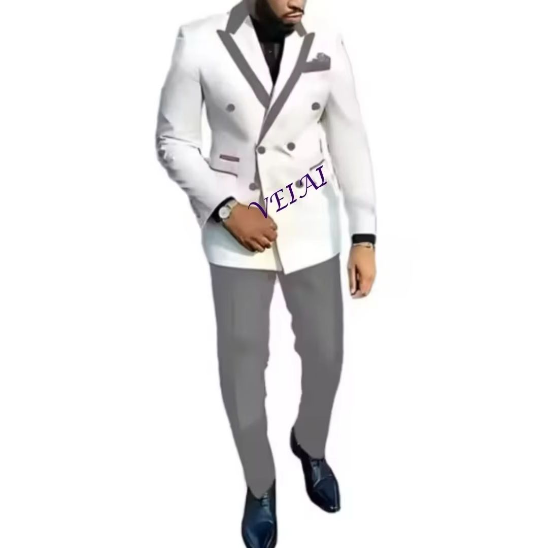 Mens Fashion Blazer - 클래식 블루 남성 2피스 수트 세트