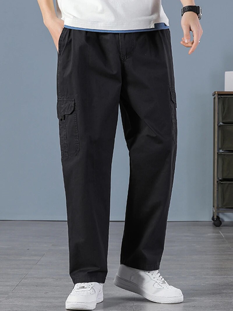 Men'S Fashion Overalls - 남성용 100% 코튼 스트레이트 블랙 조거