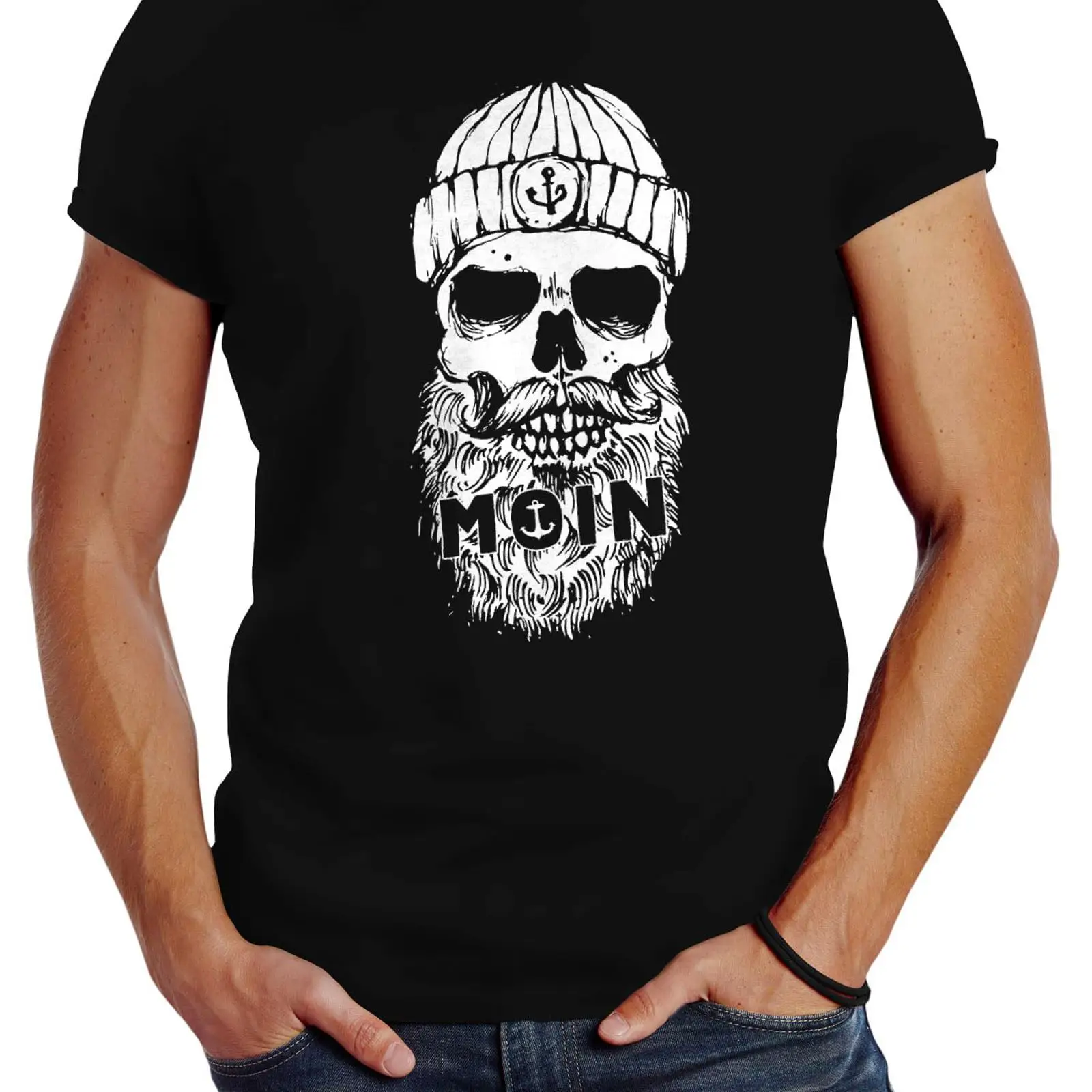 Men'S Fashion Hamburg - Neverless 남성 티셔츠 Moin Skull Hamburg