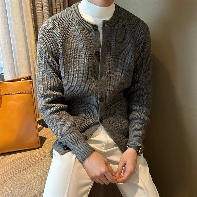 Men'S Fashion Reviews - GELITAYIN두꺼운 니트 카디건 남자 솔리드 컬러