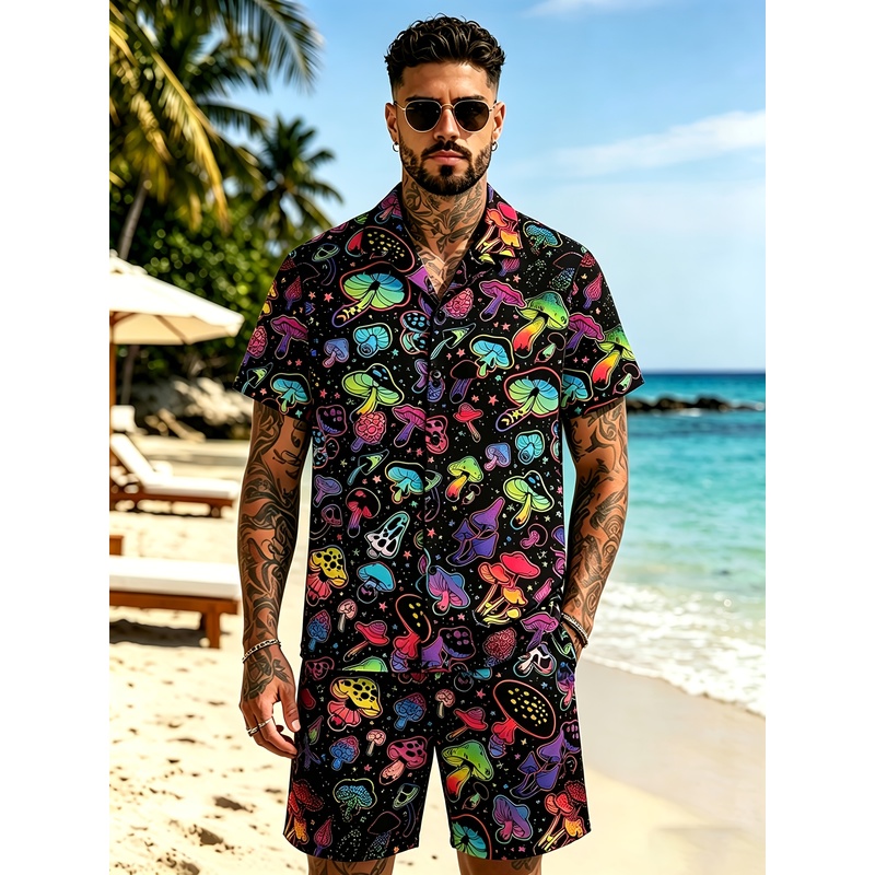 Mens Fashion Suits - 남성 패션 3D 버섯 프린트 수트