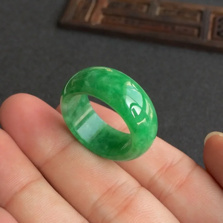Men'S Fashion Rings - 남녀공용 천연 녹색 옥 반지, 옥