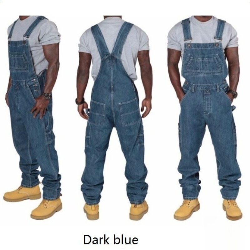 Men'S Fashion Overalls - 남성용 데님 데미지 오버올, 멜빵이 있는
