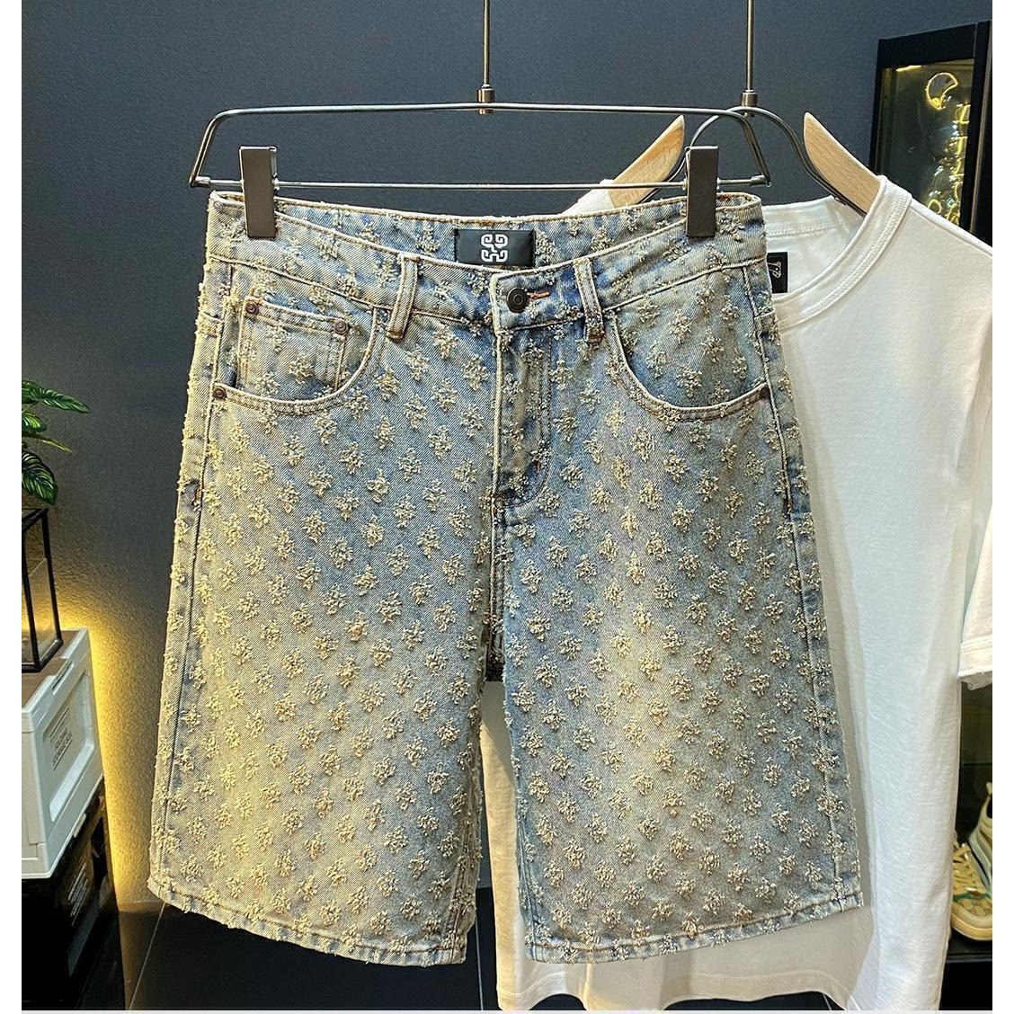 Men'S Fashion Overalls - 여름 하이 스트리트 데님 반바지 남성