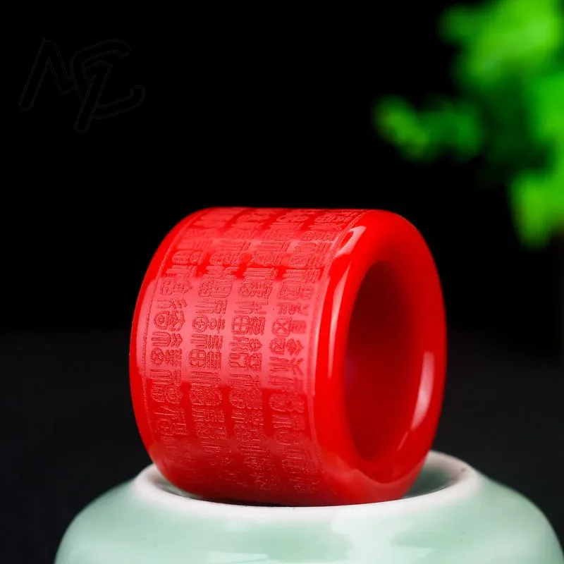 Men'S Fashion Rings - 천연 붉은 옥 반지, 심장 경락
