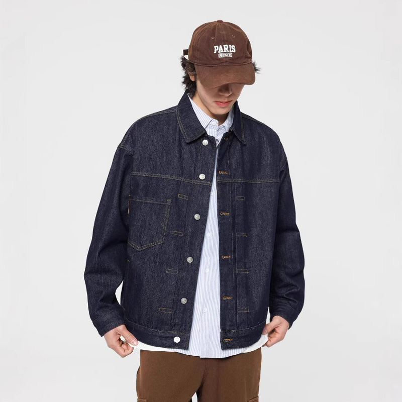 Harrington Jacket - 오리지널 컬러 데님 자켓 남성 일본