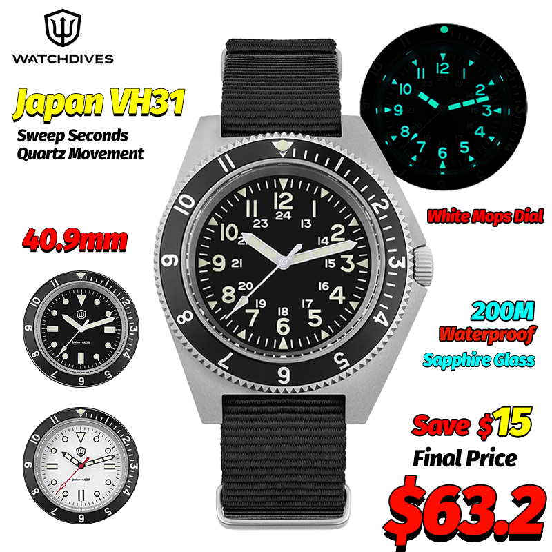 Men'S Fashion Box - Watchdives WD1972 쿼츠 시계 사파이어 빛나는