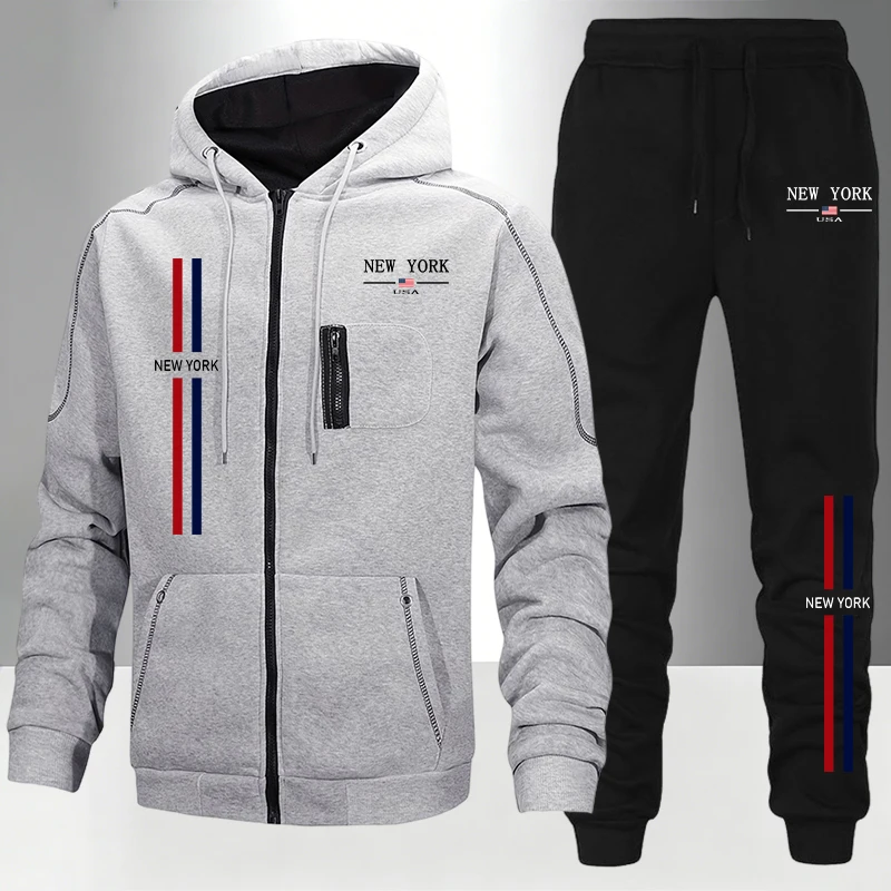 Men'S Fashion Zipper Hoodie - 남성 세트/코트/바지 가을 겨울 스포츠웨어 2026
