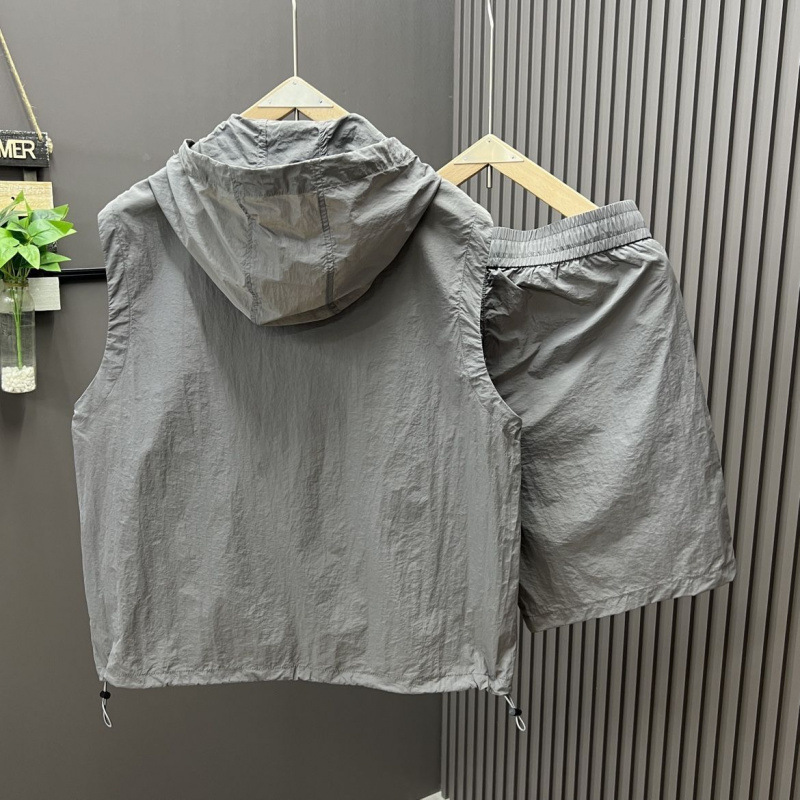 2피스 캐주얼하고 세련된 후드 조끼 반바지 세트 남성  - Mens Fashion Suits 리뷰 및 가격