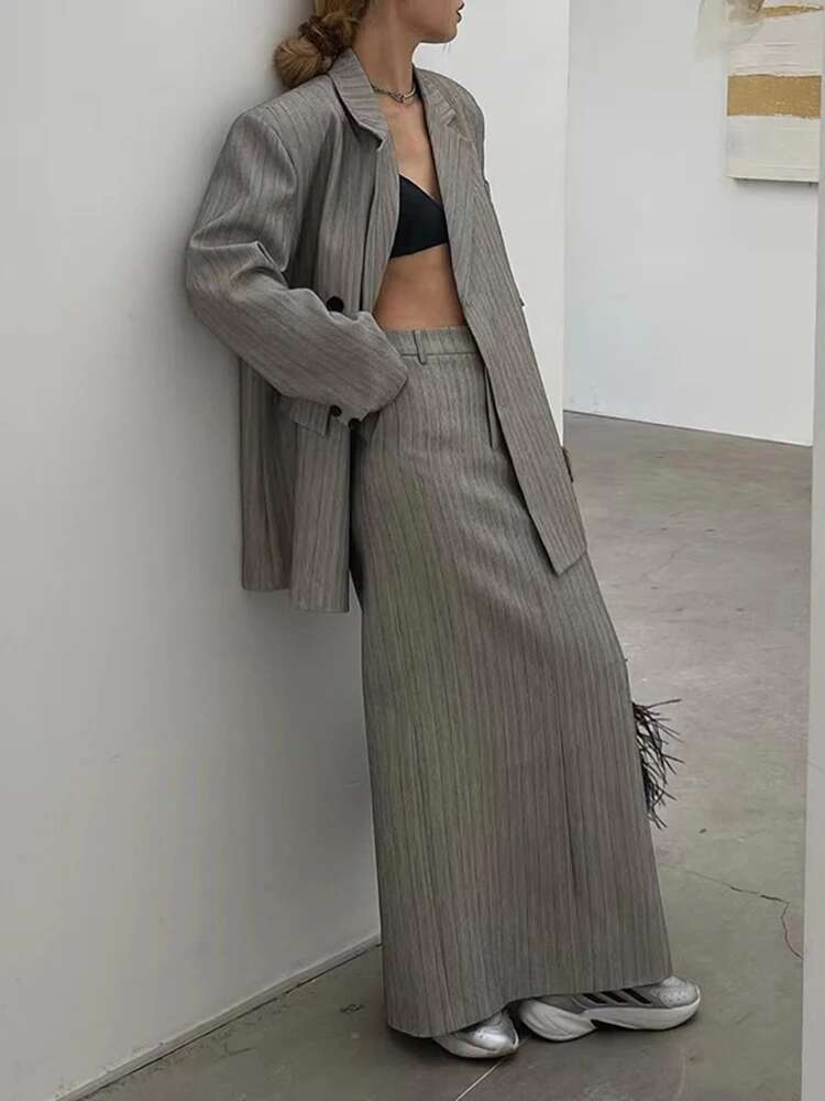 BJTZ 기질 패션 블레이저 스커트 세트 여성 대각선  - Mens Fashion Blazer 리뷰 및 가격