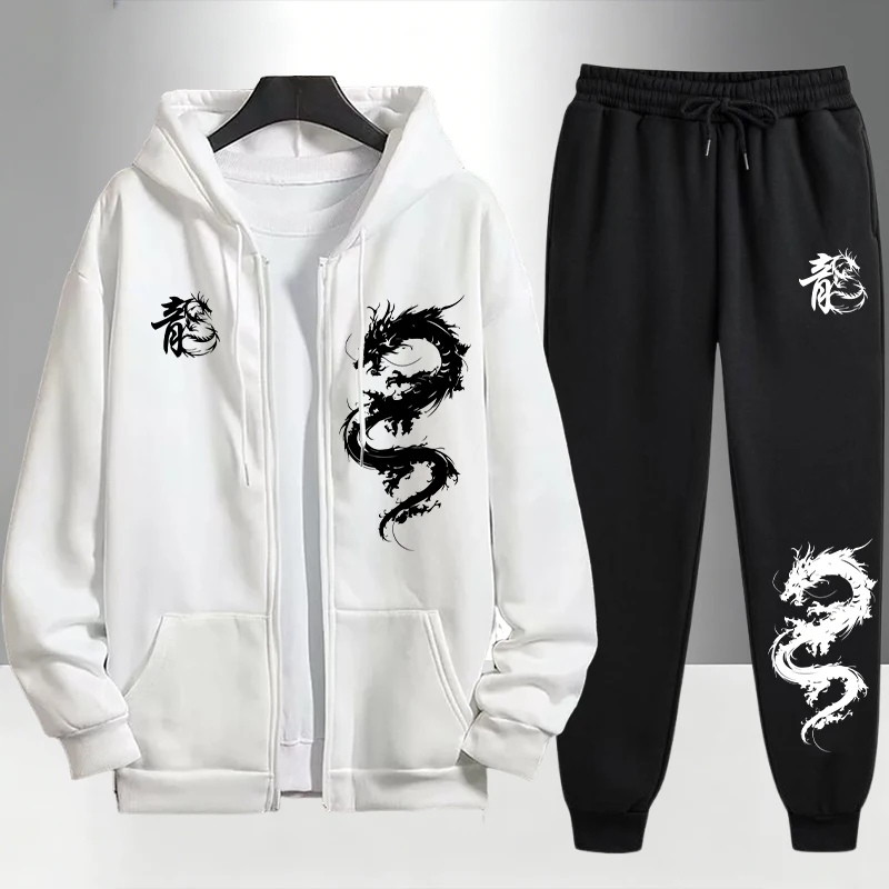 남성용 중국 용 프린트 트랙수트, 지퍼 후드 스웨트셔츠 - Men'S Fashion Zipper Hoodie 리뷰 및 가격