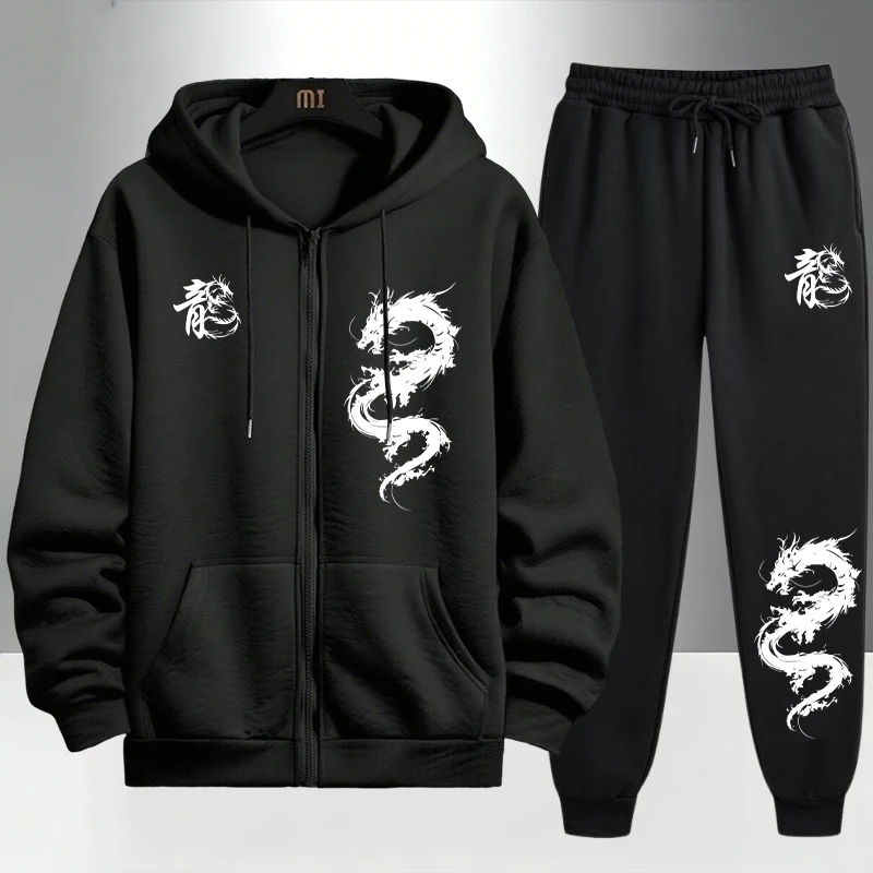 남성용 중국 용 프린트 트랙수트, 지퍼 후드 스웨트셔츠 - Men'S Fashion Zipper Hoodie 리뷰 및 가격