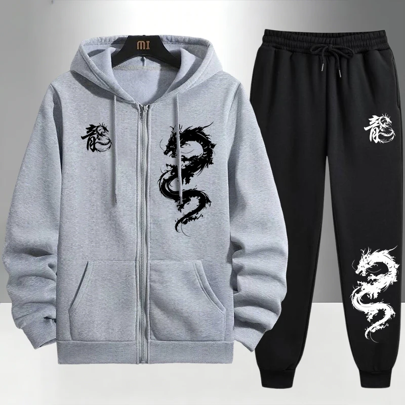 남성용 중국 용 프린트 트랙수트, 지퍼 후드 스웨트셔츠 - Men'S Fashion Zipper Hoodie 리뷰 및 가격