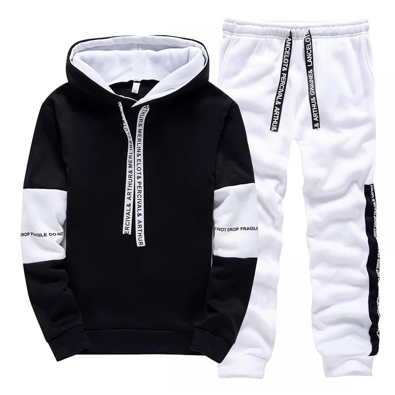블랙 화이트 남성 운동복 패션 캐주얼 후드 티셔츠 야외 - Men'S Fashion Clothing 리뷰 및 가격