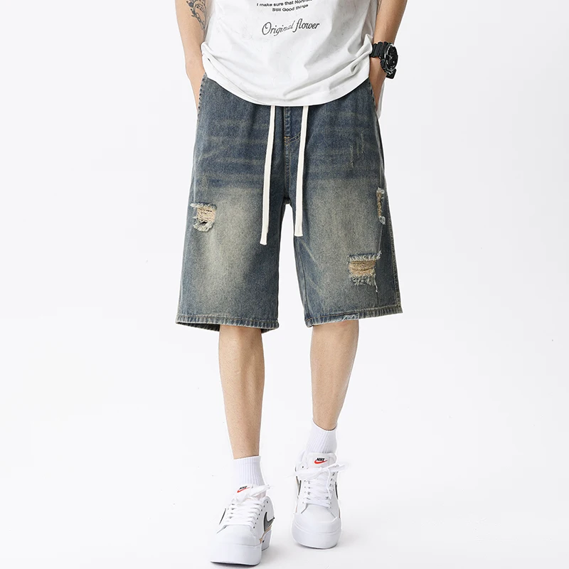 여름 얇은 데님 반바지 남성 레트로 streetwear - Men'S Fashion Overalls 리뷰 및 가격