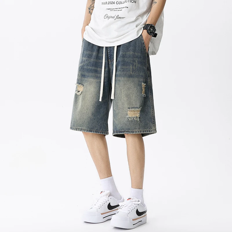 여름 얇은 데님 반바지 남성 레트로 streetwear - Men'S Fashion Overalls 리뷰 및 가격