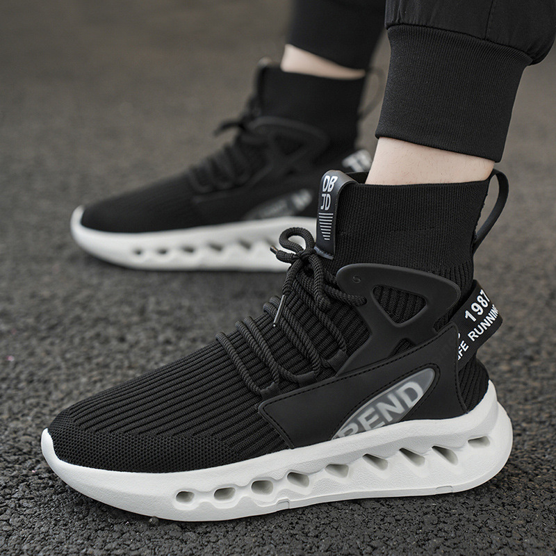 트렌디한 남성 하이탑 양말 신발 통기성 메쉬 두꺼운 밑 - Men'S Fashion Running Shoes 리뷰 및 가격