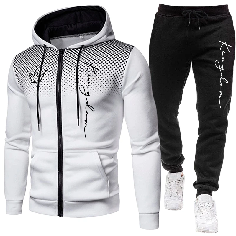 킹 남성용 재킷 트랙슈트 캐주얼 도트 지퍼 후드 스웨트 - Mens Fashion Zip Up 리뷰 및 가격