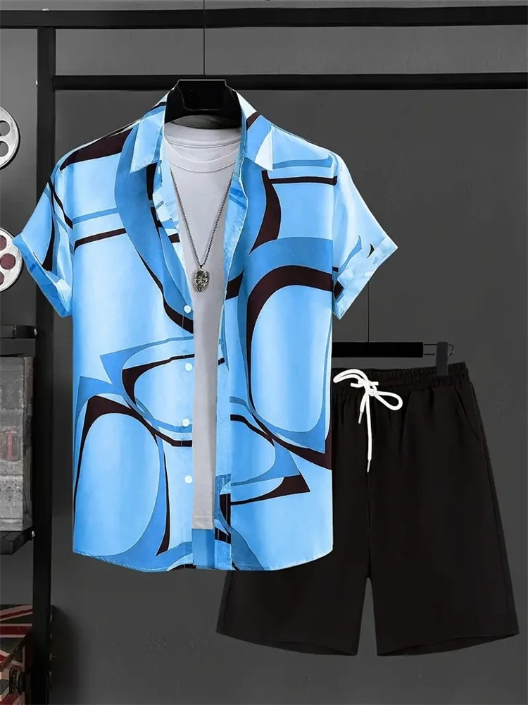 남성 패션 수트 칼라 3D 플로럴 프린트 셔츠 반팔 캐 - Mens Fashion Suits 리뷰 및 가격