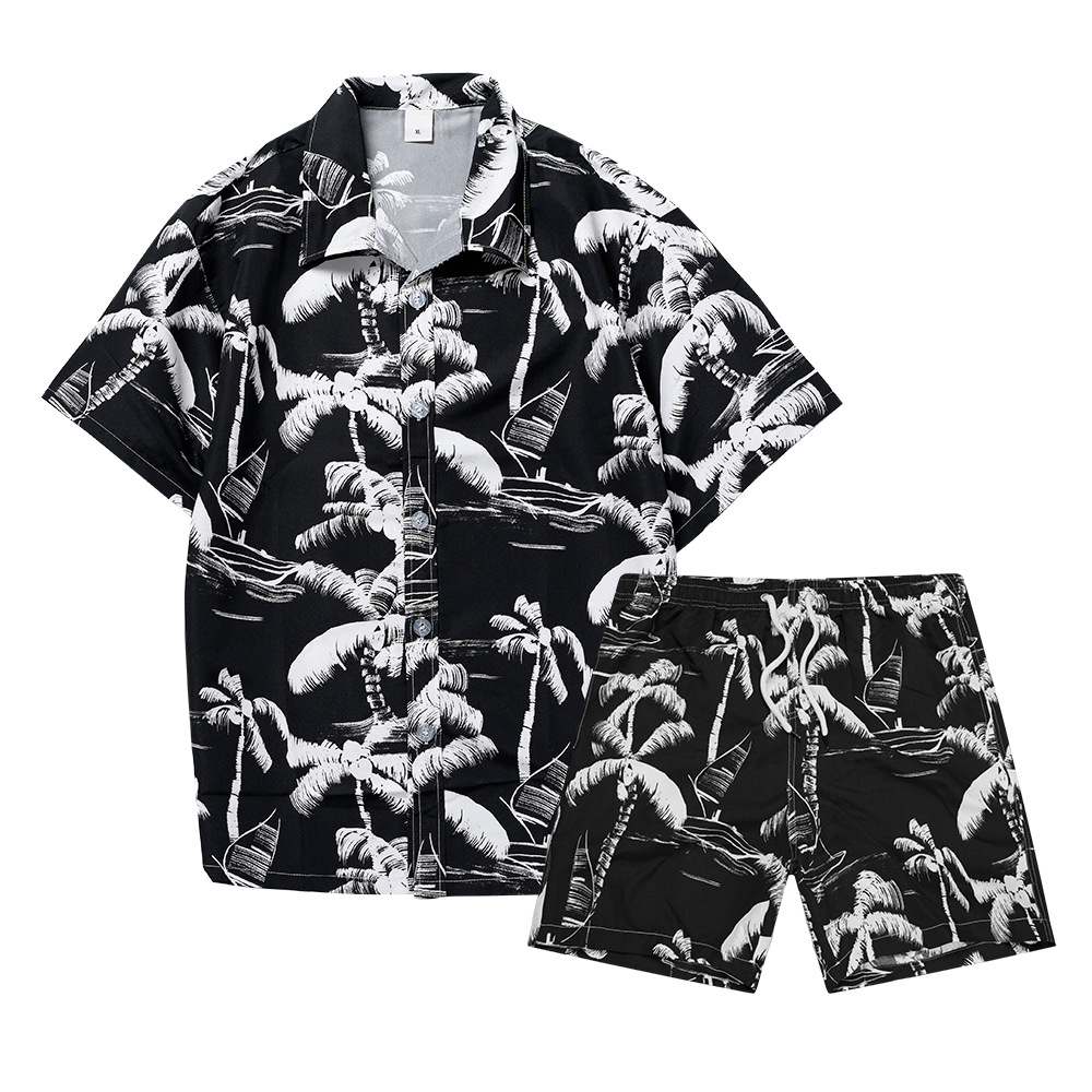 하와이안 코코넛 나무 3D 프린트 남성 셔츠 세트 패션 - Mens Fashion Suits 리뷰 및 가격