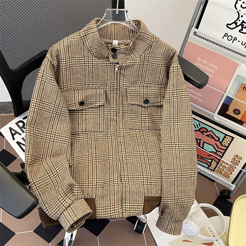 여성용 브라운 체크 무늬 가을 자켓 코트 빈티지 하라주 - Harrington Jacket 리뷰 및 가격