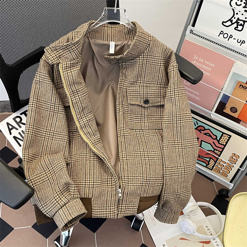 여성용 브라운 체크 무늬 가을 자켓 코트 빈티지 하라주 - Harrington Jacket 리뷰 및 가격