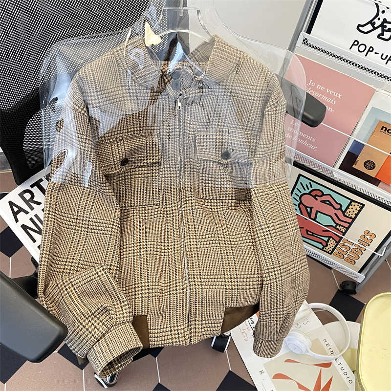 여성용 브라운 체크 무늬 가을 자켓 코트 빈티지 하라주 - Harrington Jacket 리뷰 및 가격