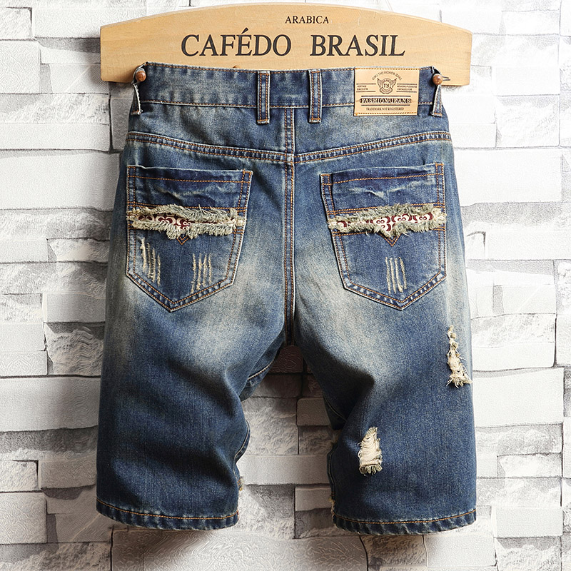 찢어진 힙합 데님 반바지 남성 여름 패션 루즈핏 패치워 - Men'S Fashion Overalls 리뷰 및 가격