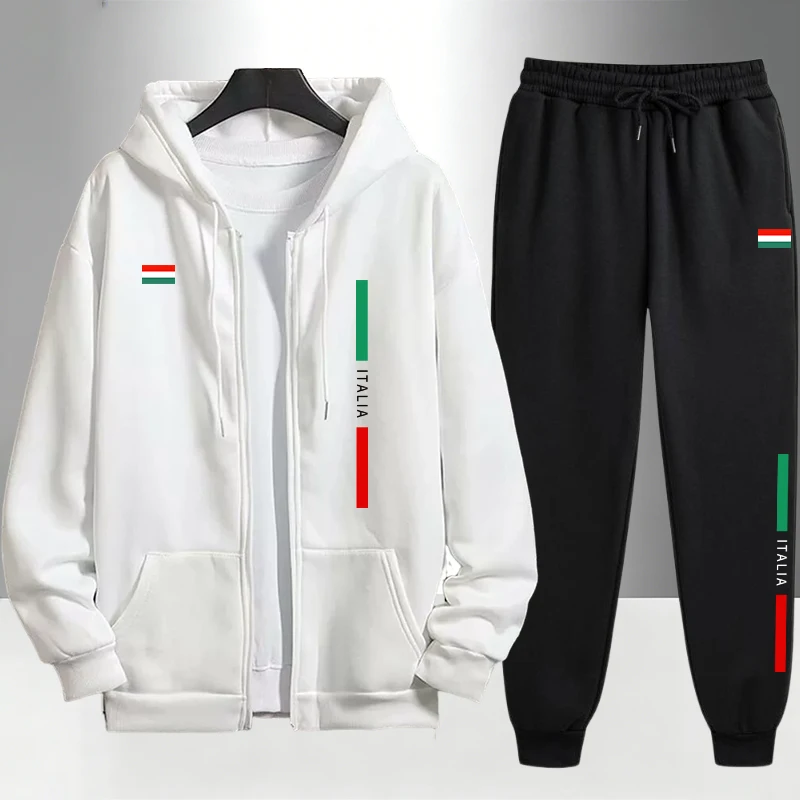 이탈리아 패션 남성 세트 지퍼 아우터웨어 및 스웨트팬츠 - Men'S Fashion Zipper Hoodie 리뷰 및 가격