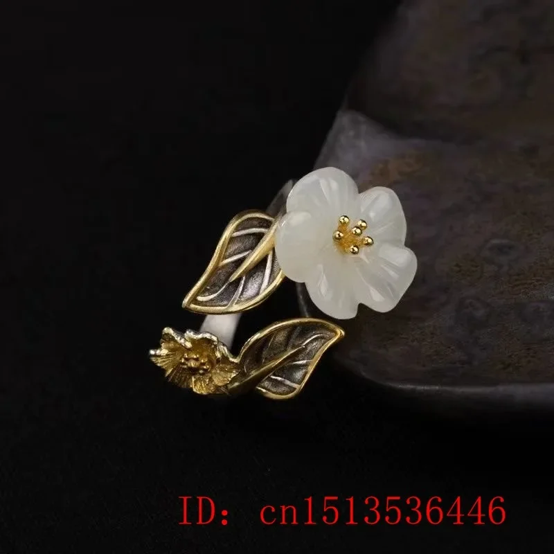 925 실버 화이트 Hetian 옥 꽃 조절 링 쥬얼리 - Men'S Fashion Rings 리뷰 및 가격