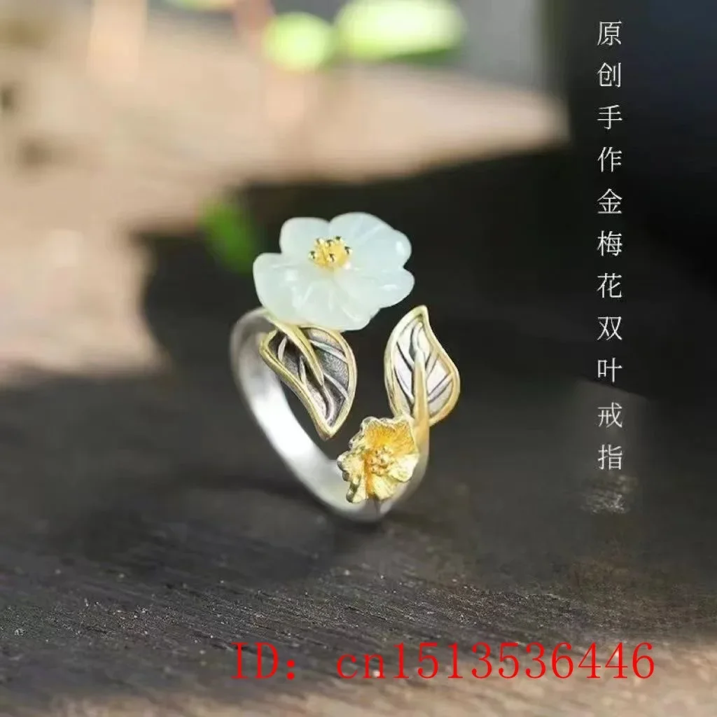 925 실버 화이트 Hetian 옥 꽃 조절 링 쥬얼리 - Men'S Fashion Rings 리뷰 및 가격