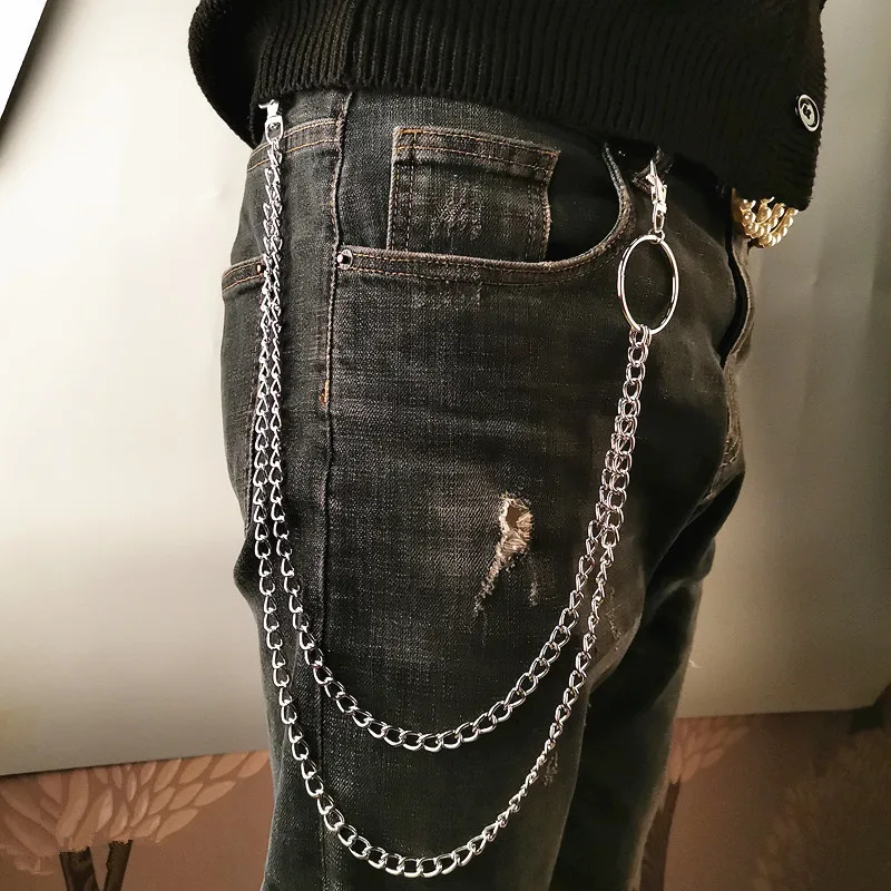 레이어 메탈 벨트 체인 펑크 훅 메탈 허리 지갑 키체인 - Belt Mens Fashion 리뷰 및 가격