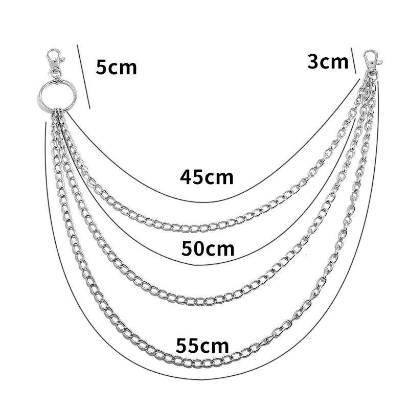 레이어 메탈 벨트 체인 펑크 훅 메탈 허리 지갑 키체인 - Belt Mens Fashion 리뷰 및 가격