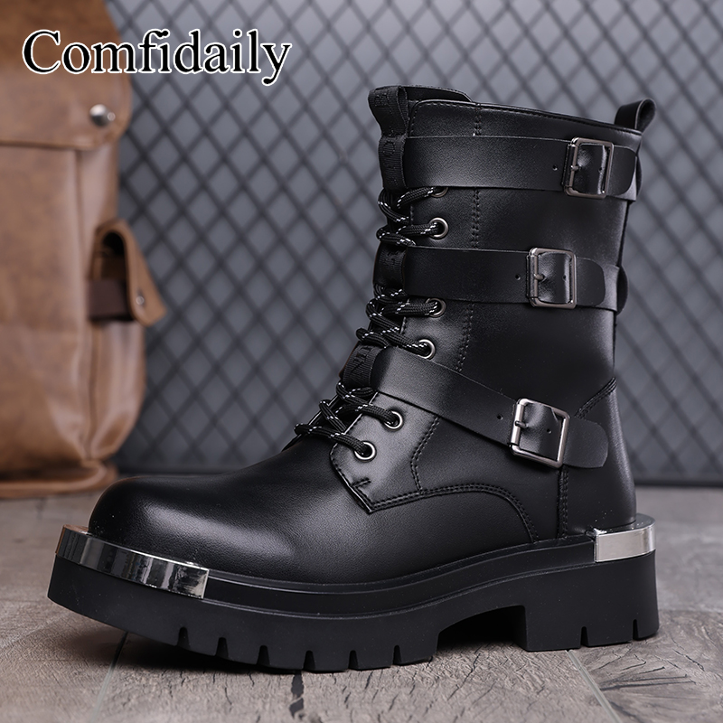 대형 사이즈 두꺼운 밑창 하이탑 부츠 벨트 버클 메탈  - Belt Mens Fashion 리뷰 및 가격
