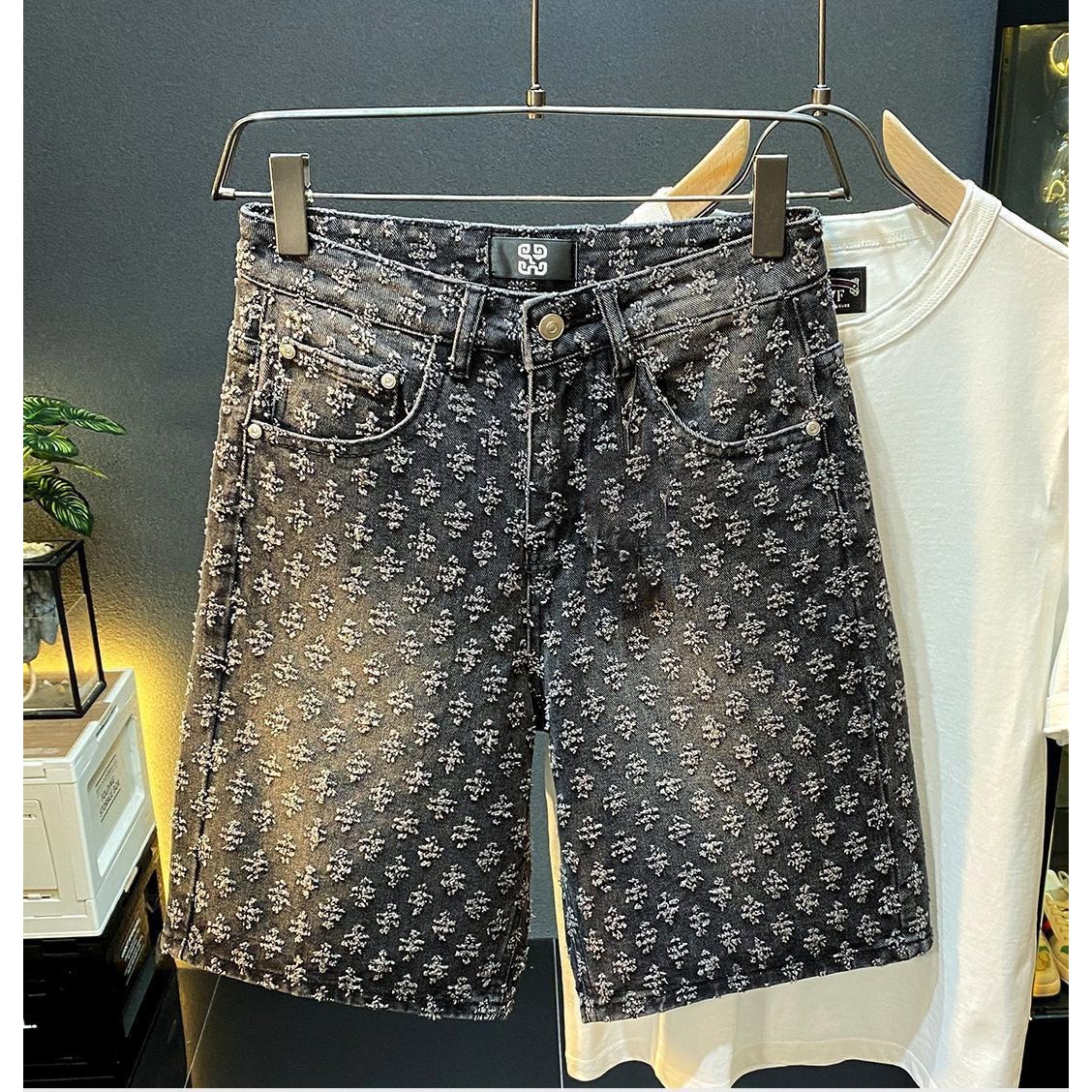 여름 하이 스트리트 데님 반바지 남성 캐주얼 청반바지  - Men'S Fashion Overalls 리뷰 및 가격