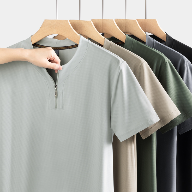 빅사이즈 9XL 남성 아이스 실크 헨리넥 반지퍼 티셔츠 - Mens Fashion Zip Up 리뷰 및 가격