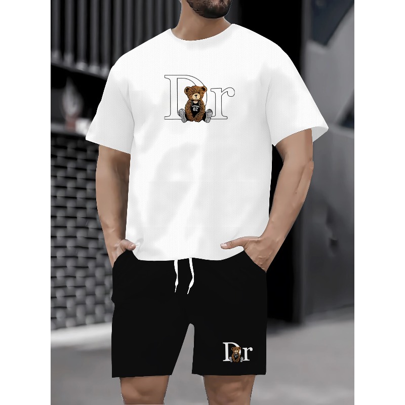 여름 신상 남성 캐주얼 스포츠 슈트 유행 테디베어 프린 - Men'S Fashion Clothing 리뷰 및 가격