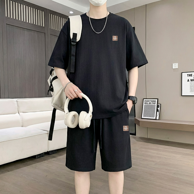 【티셔츠 + 5포인트 반바지】남성용 티셔츠 세트 새로운 - Mens Fashion Suits 리뷰 및 가격