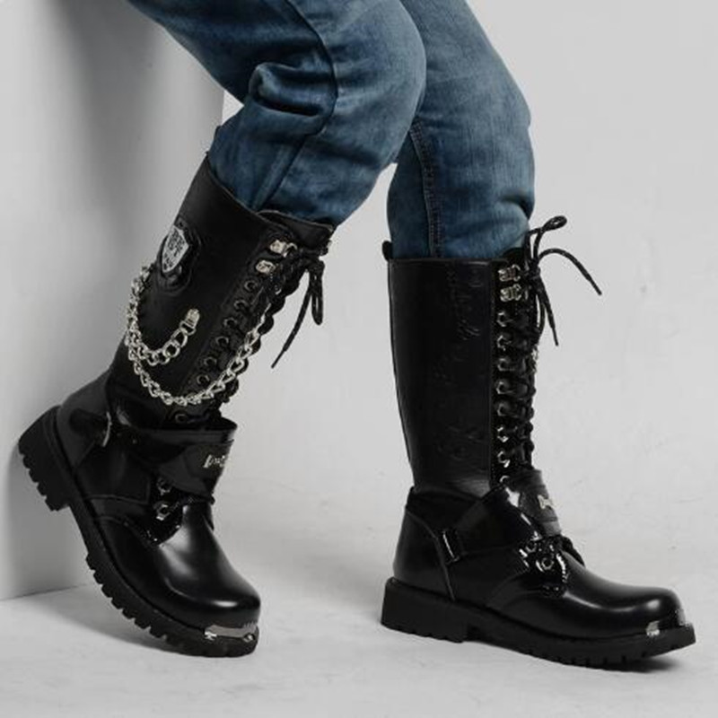 남성 패션 오토바이 부츠 중간 길이 통기성 전투 부츠  - Belt Mens Fashion 리뷰 및 가격